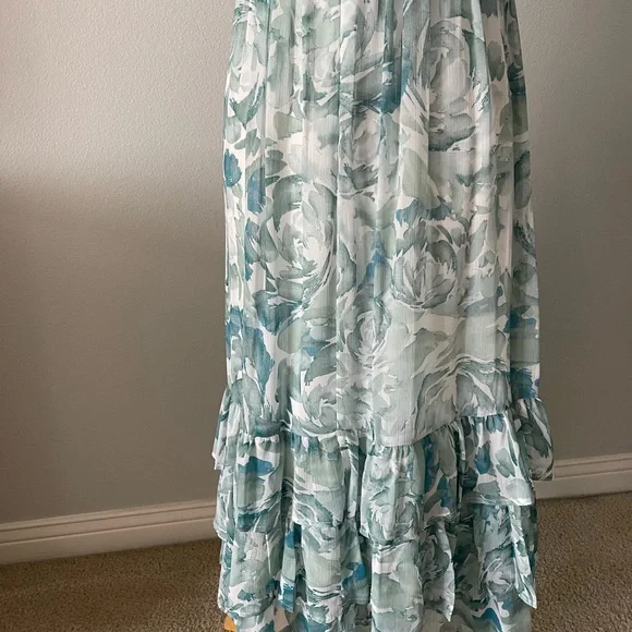 Calvin Klein Teal and White Floral Maxi Dress - Picture 3 of 7